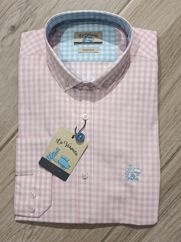 CAMISA LA VESPITA CUADROS ROSA