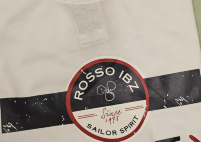 Camiseta Bande blanca de hombre con diseño náutico, 100% algodón