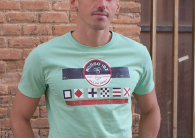 Camiseta Bande verde jade de hombre con diseño náutico, 100% algodón