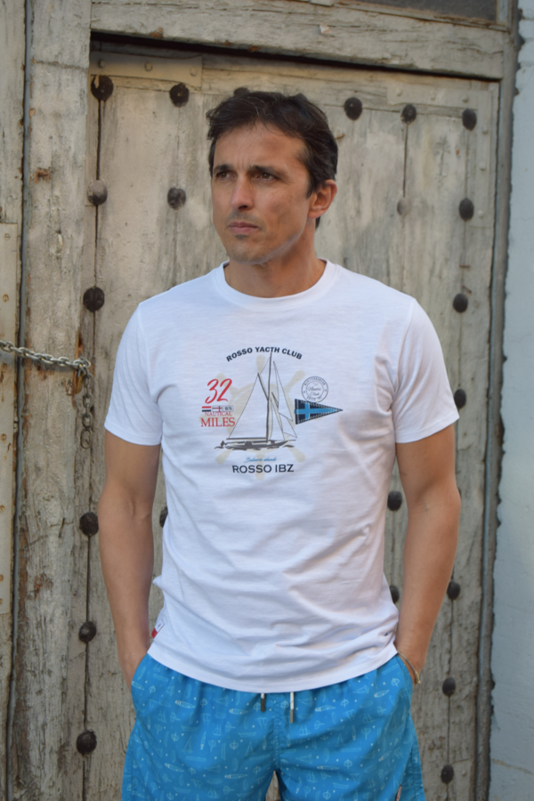 Camiseta Yatch color blanco para hombre con estampado náutico