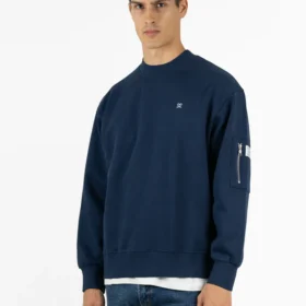 <h1>Sudadera Cuello Caja Bolsillo en Manga Marino</h1>