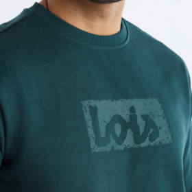 SUDADERA CUELLO REDONDO BASICA LOGO VERDE DE LOIS