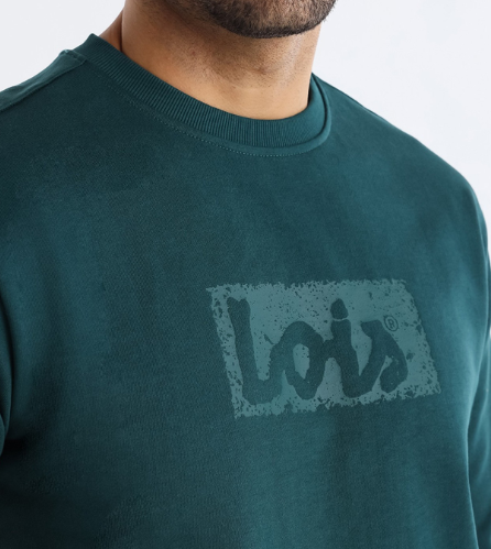 SUDADERA CUELLO REDONDO BASICA LOGO VERDE DE LOIS