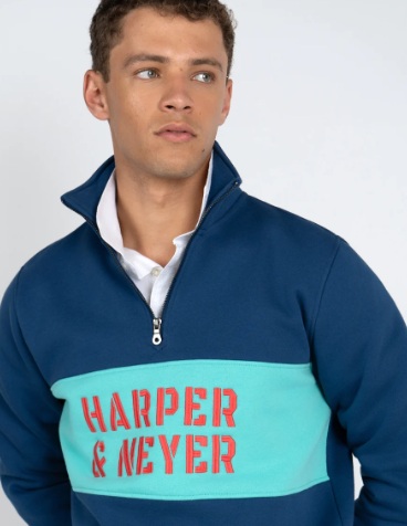 SUDADERA HALF ZIPPER RICHMOND VELVET BLUE